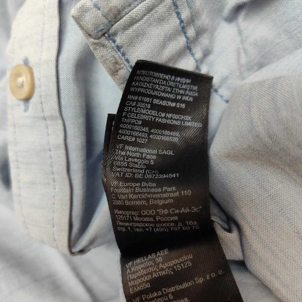 The North Face Shirt Mens XL Blue Colorblock Cotton Short Sleeve Button Up